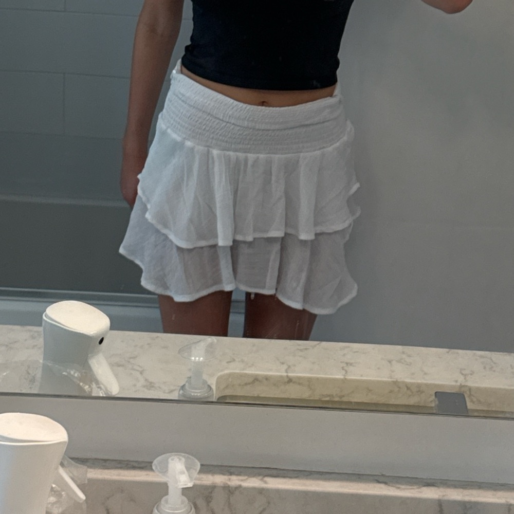 Unk Cream Skater Mini Skirt Tiered Casual